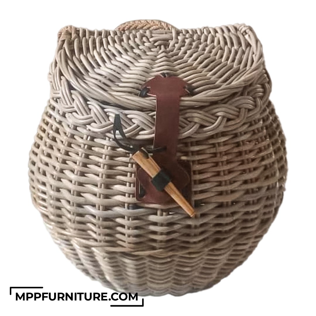 Handwoven wicker backpack basket for retail home accessories